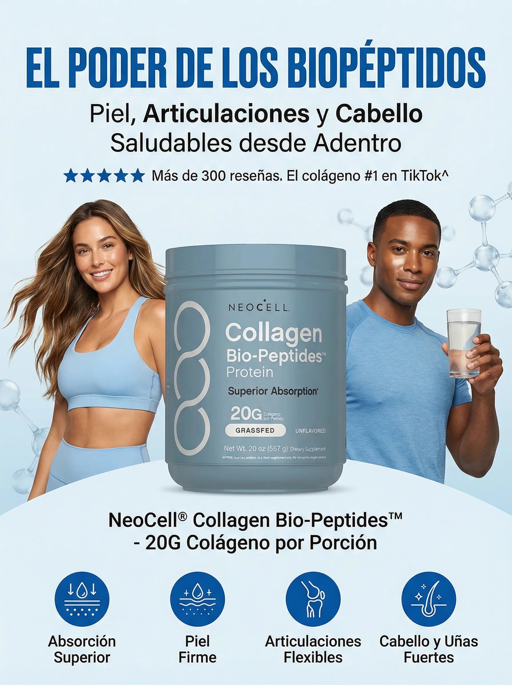 Colágeno Bio-Péptidos de Pastoreo, 20 oz (567 g) en Polvo